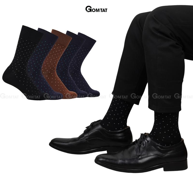 Tất nam cổ cao Chấm Bi, dòng tất đi giày tây cao cấp, vớ nam cổ cao chất cotton hút ẩm, thoáng khí, tất nam công sở, vớ đi giày tây Menswear - GOM-CHAMBI-1DOI