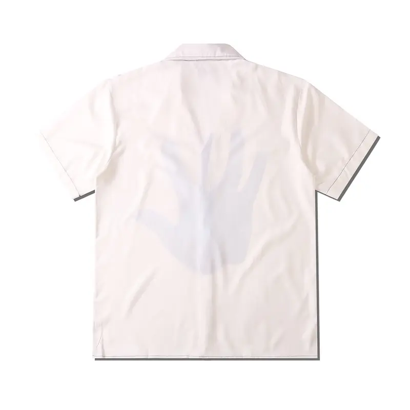 Fashion New Summer Men and Women Blue Handprint Print Hawaiian White Shirt Street Personality Clothes Loose Short Sleeve Casual Party Beach Shirts Kaos Pendek Pria Dark 4