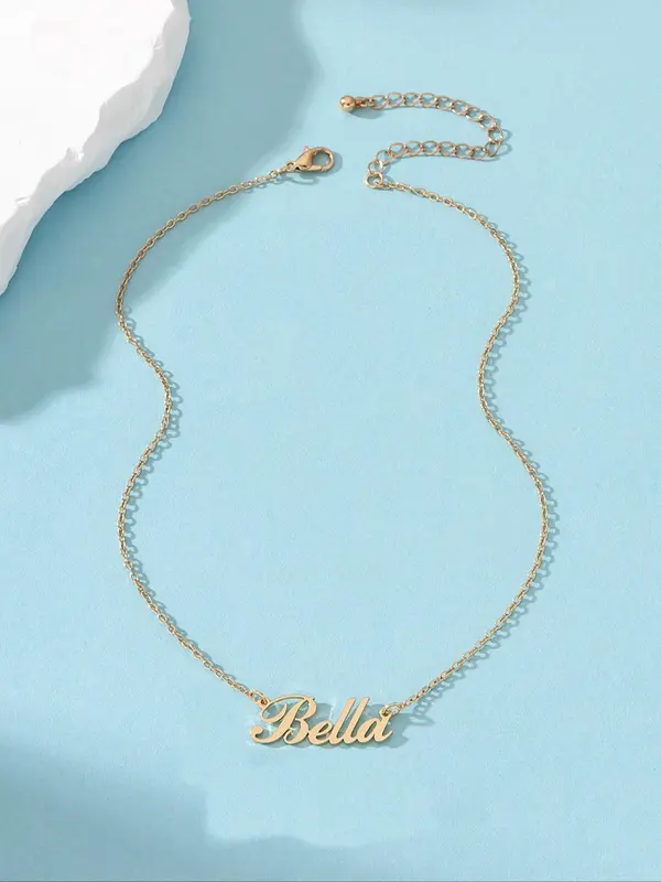 Elegant Letter Detail Pendant Necklace,  Stainless Steel Matching Necklace Jewelry for Party, Daily Clothing Decor, Minimalist Aesthetic Jewelry Gift for Women & Girls 4