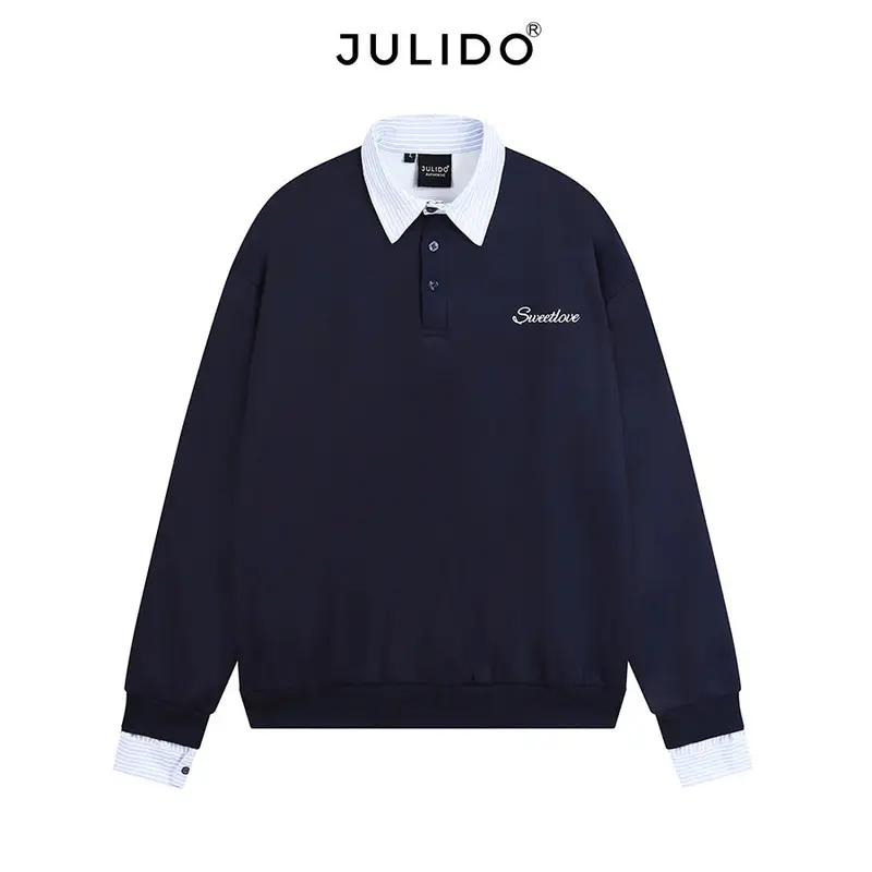 Áo sweater phối sơ mi dài tay JULIDO chất liệu vải nỉ hai da