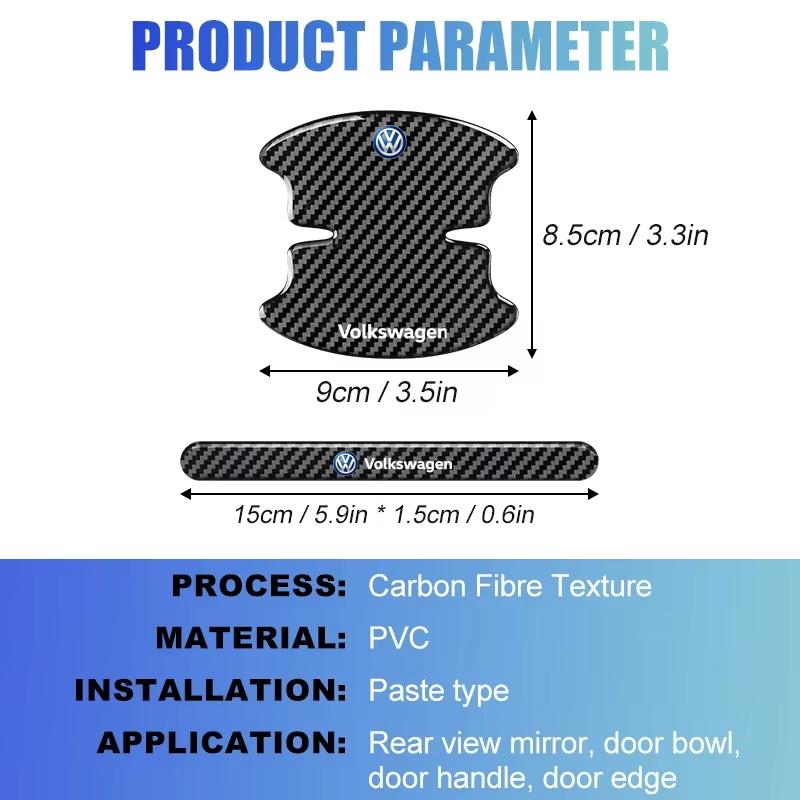 Product Introduction of Car Door Carbon Fiber Protection Sticker Handle Film Door Bowl Protector For Volkswagen VW Polo Jetta Golf mk6 mk7 Beetle Passat b7 Tiguan Vento Car Sticker 5