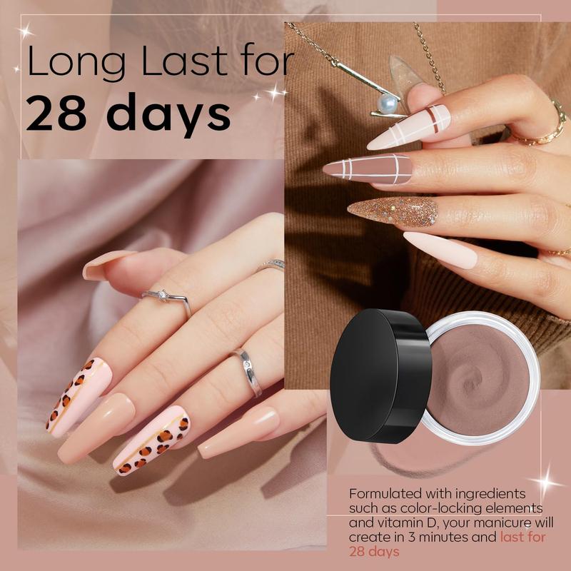 Nail Art Kit, 1 Set Nail Art Starter Kit, Including 4 Dip Powder, 1 Nail Brush, 1 Nail Buffer, 3 Dip Liquid, 1 Nail File and 1 Nail Stick, Gel Nail Set Kit, Christmas Gift, Nails Supplies 4