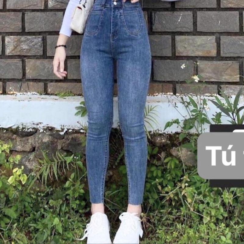 QUẦN JEANS ÔM TÚI TRÒN cạp siêu cao  co dãn 4 chiều siêu hack dáng,                            / Nữ Women Pants Denim