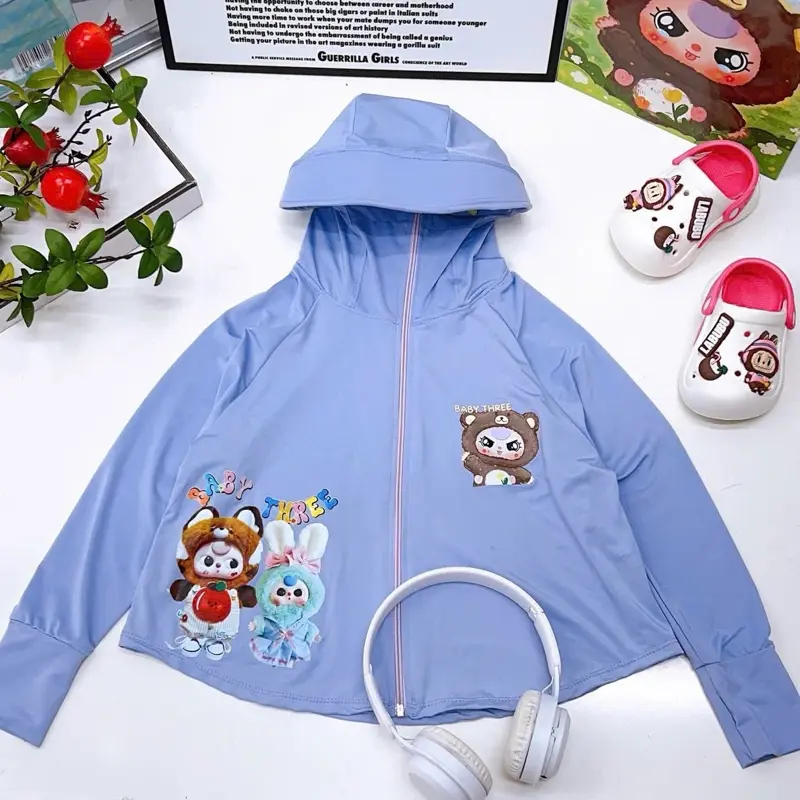 Áo chống nắng cánh dơi cho bé gái dáng rộng 16-30kg 2
