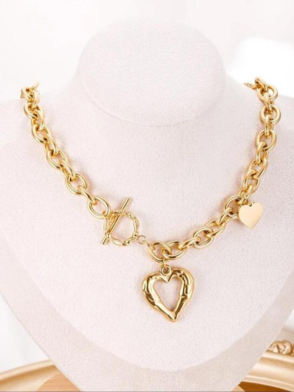 Women's Elegant Heart Design Ot Buckle Pendant Necklace, Fashion Jewelry for Party, Daily Clothing Decor, Trendy All-match & Exquisite Jewelry for Birthday Gift 3