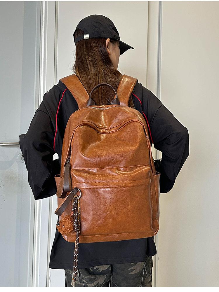 Product Introduction of 2025 Boyatu Hong Kong Style Pu Backpack Female Junior High School Students Large Capacity Lightweight Schoolbag Commuter Travel Backpack Male Fashion 14