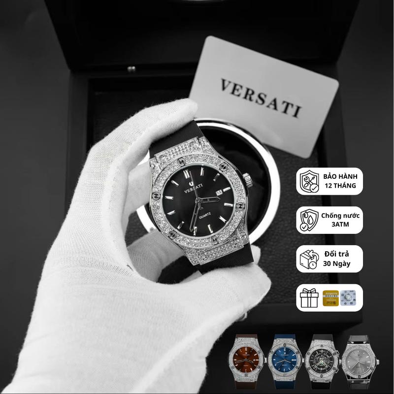 (GIÁ MỞ BÁN ) [MS STORE x NGUYÊN NGỰA ] Đồng Hồ Nam Versati Phiên Bản Đính Đá Cao Cấp Thời Trang, Sang Trọng- M102