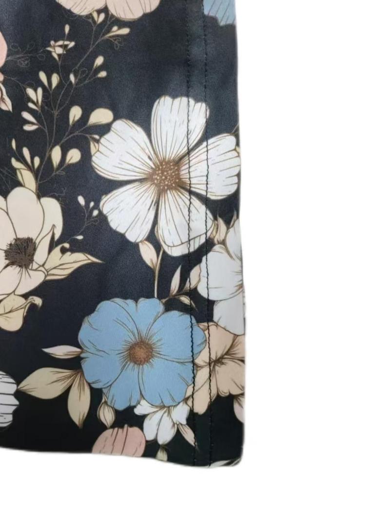 Product Introduction of 【Plus Size】 Floral Print Round Neck Tee, Casual Long Sleeve T-shirt for Daily Wear, Women Plus Clothing for Spring 8