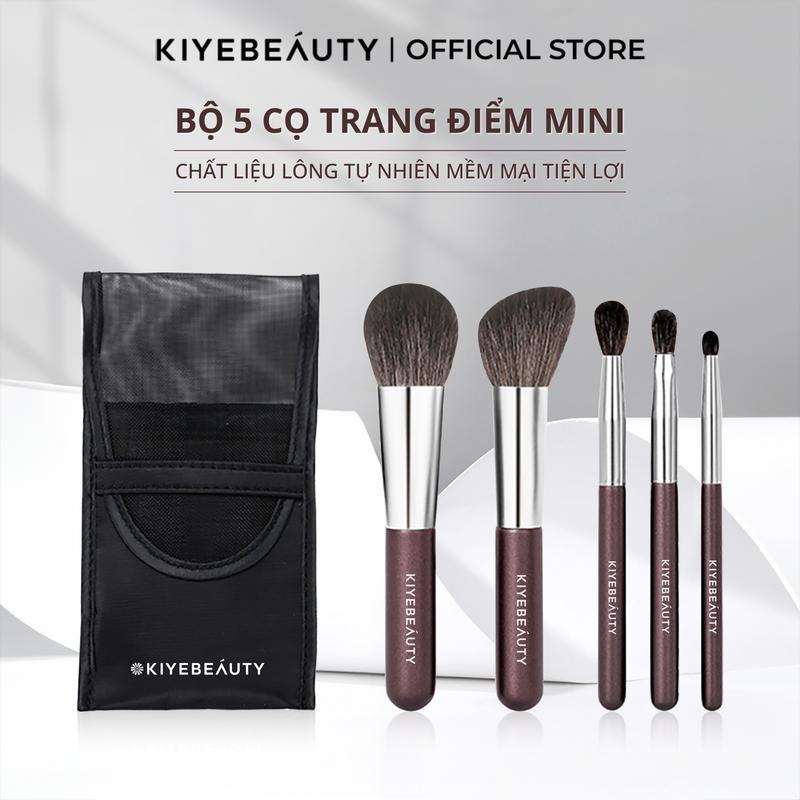Bộ 5 Cọ Trang Điểm Mini KIYE Lông Tự Nhiên Mềm Mại Tiện Lợi Kèm Túi Đựng