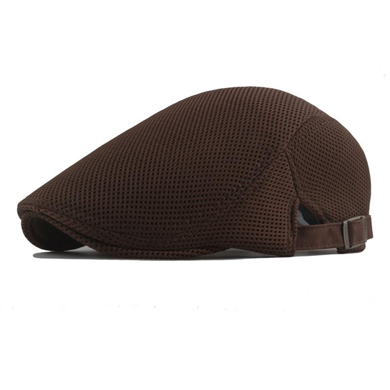 Product Introduction of Hollow mesh breathable visor beret solid color peaked cap 8