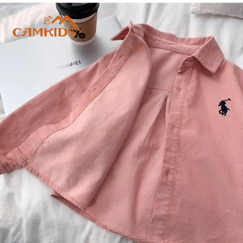Áo Sơ Mi Trẻ Em, Camkids, Bộ Sưu Tập Mùa Xuân Và Mùa Thu, Hàng Mới Về 2024, Phong Cách Hàn Quốc, Áo Sơ Mi Vải Nhung Kẻ, Dành Cho Bé Trai Và Bé Gái, Thiết Kế Đẹp Trai 3