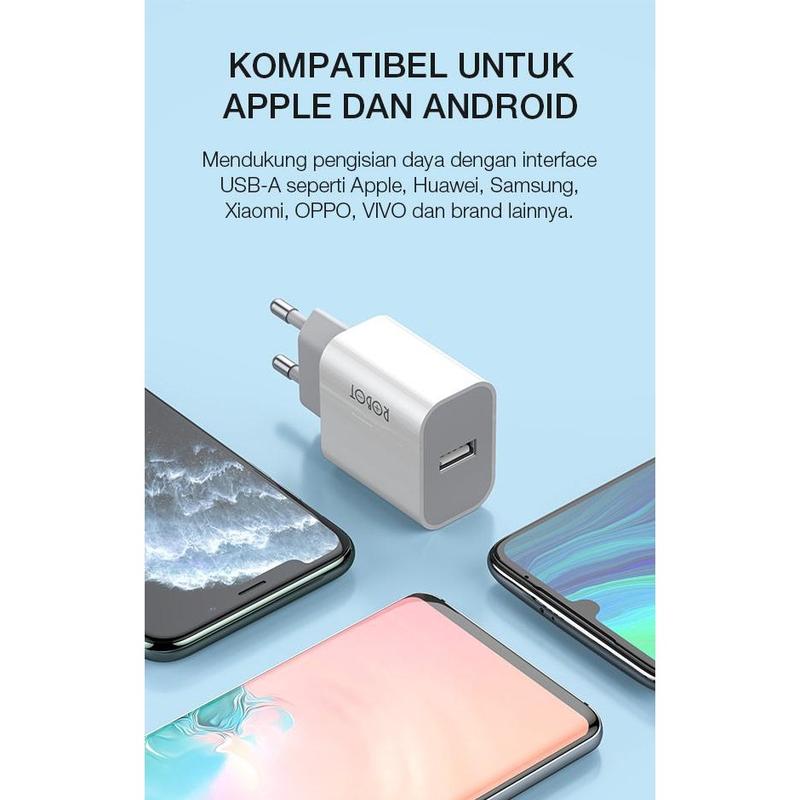 Charger Robot RT-K8 2A 10W | Cocok Untuk Semua Merek Hp | Adaptor Kepala Casan Tanpa Kabel | Fast Charging | Original | Murah 5