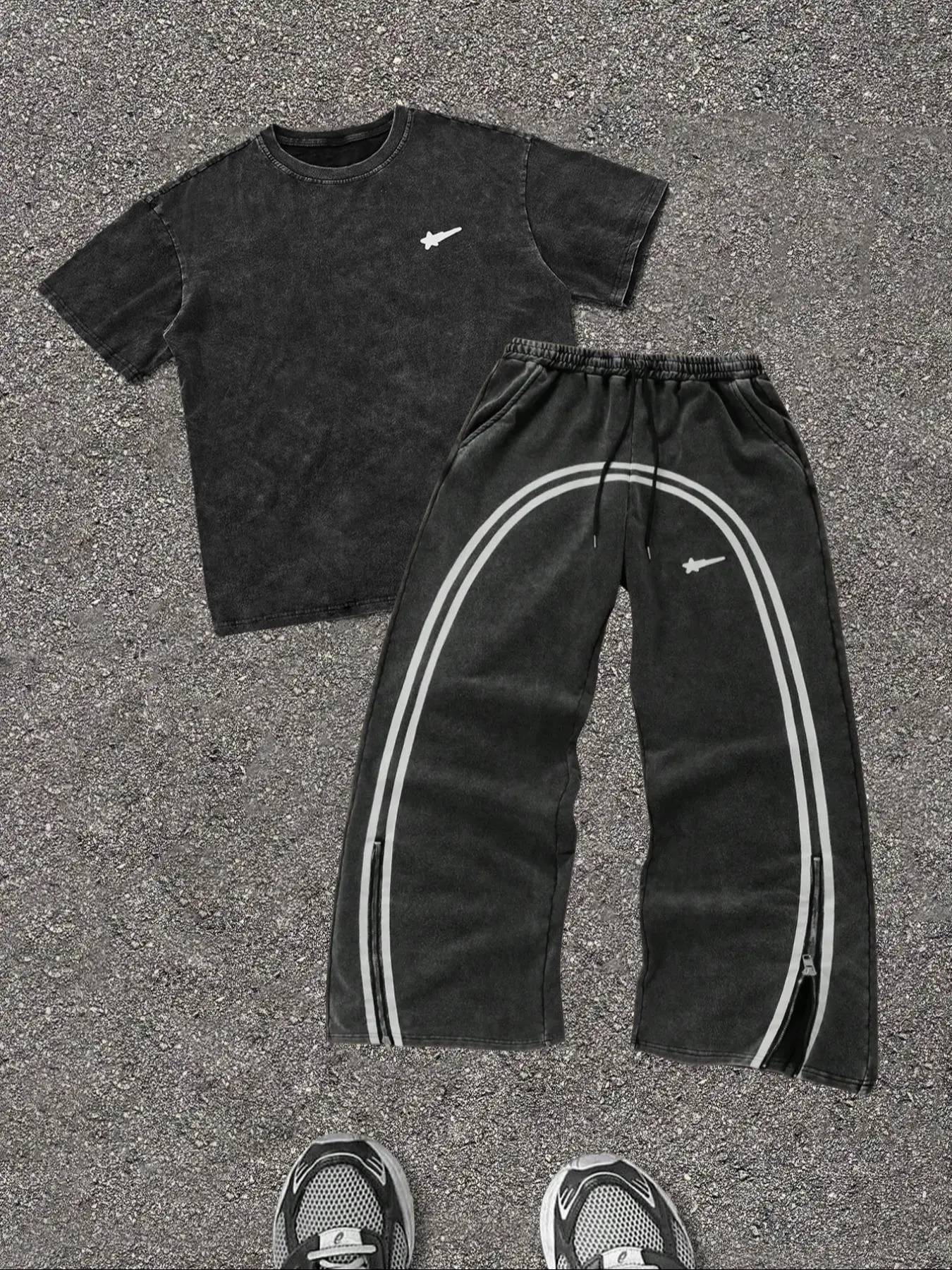 Men's Graphic Print Short Sleeve Tee & Pants Two-Piece Set, Casual Round Neck T-shirt & Trousers, Men's Summer Clothes for Daily Wear, Cotton