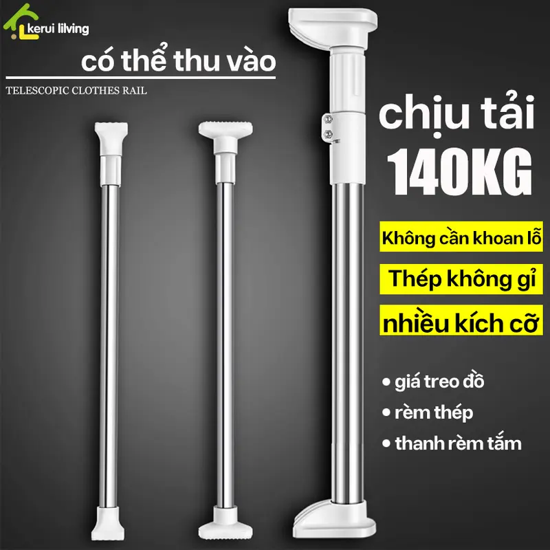 Thanh Treo Quần Áo Thông Minh, Đồ Gia Dụng Thiết Yếu, Chất Liệu Inox 304, Dễ Dàng Điều Chỉnh Kích Thước 0