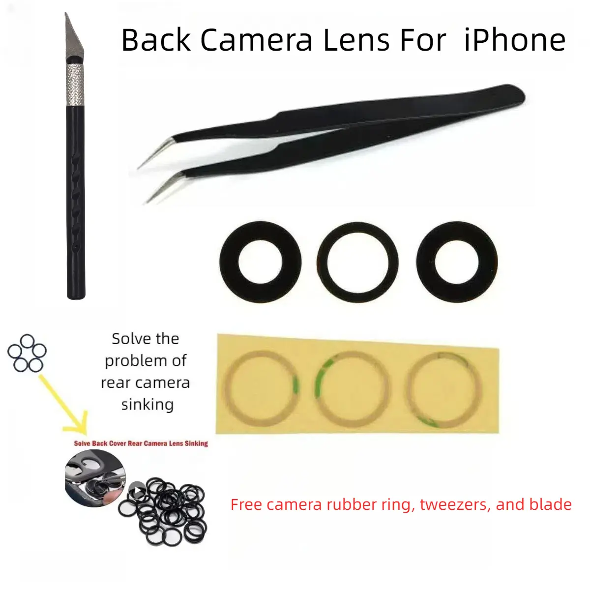 Sapphire Back Camera Lens For  iPhone 11 12 13 14 15 16 Pro Max 15 Plus 12mini 13mini X Xs Max Xr Rear Camera Lens Repair Kits