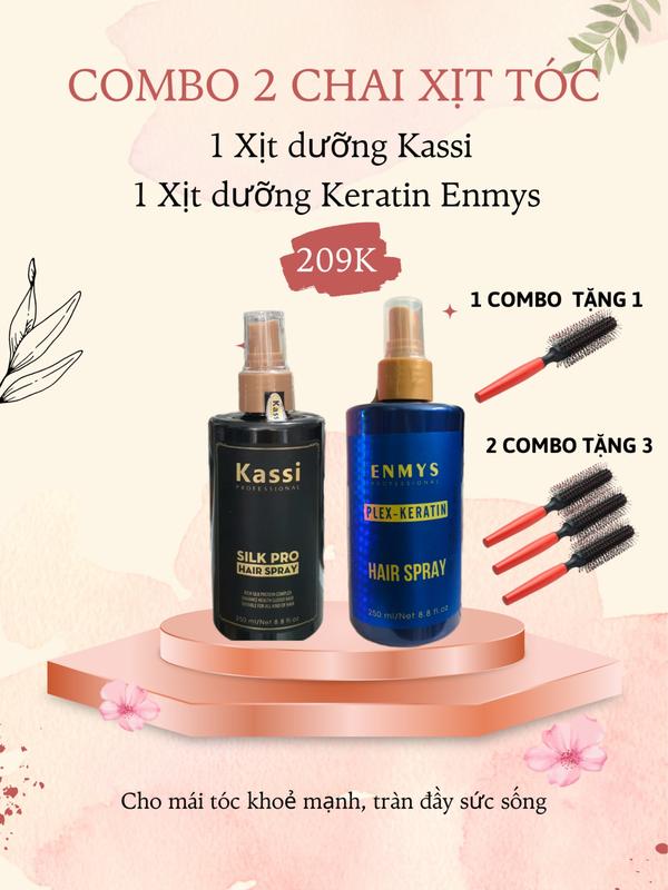 COMBO XỊT DƯỠNG TÓC KASSI VÀ XỊT DƯỠNG TÓC ENMYS KERATIN CHO TÓC KHÔ XƠ