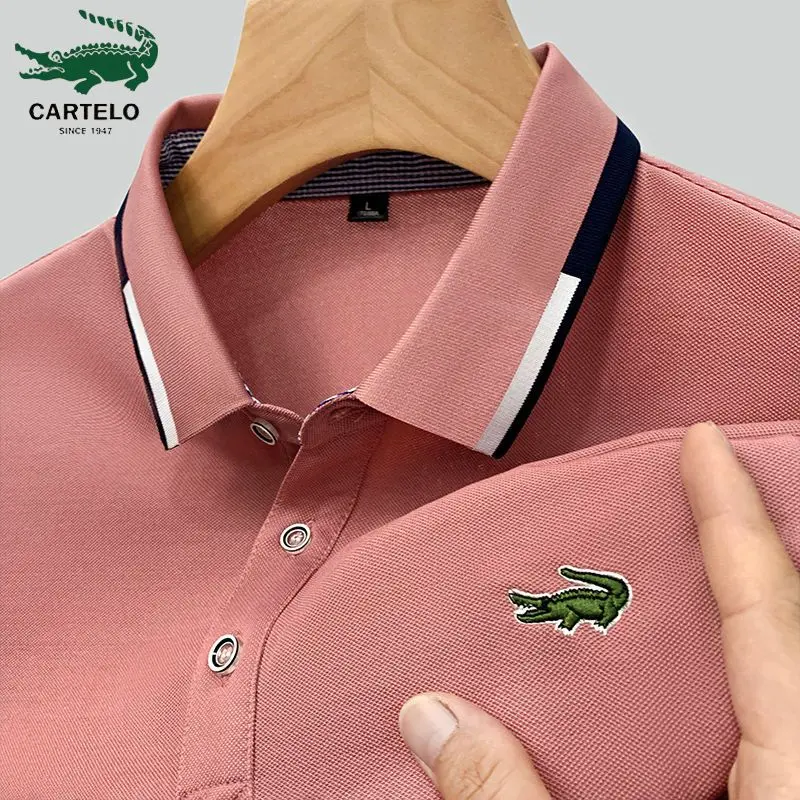 Áo Polo Thêu Cho Nam, Cổ Đứng, Thiết Kế Cá Sấu, Thời Trang, Phong Cách Doanh Nhân