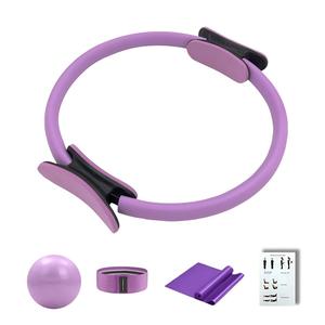 Set de Aro de Pilates, 5 piezas por set Aro de Pilates & Bola de Yoga & Banda de resistencia & Banda elástica & Guía, Equipo de fitness para ejercicio en casa