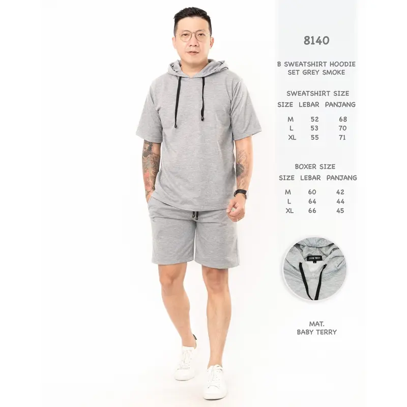 Jane Frey Clothing Hoodie Set Freypv 8140 Sweatshirt Hoodie Set M-XL Sweater Set Casual Sweatshirt Workout Pria Polos Katun sweater satu set celana 0