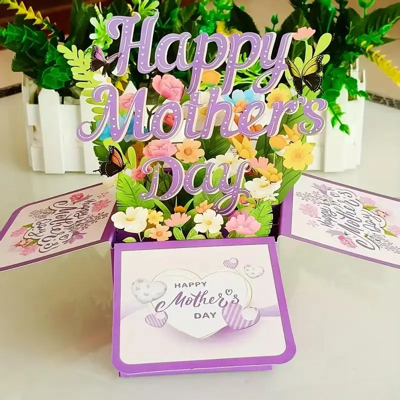 3D Pop Up Mother's Day Card with Envelope, Flower Design Greeting Card, Birthday Gift for Mom, Gift for Her, Mother's Day Gift 0
