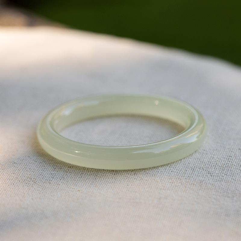 Product Introduction of Blue and white jade bracelet female round strip girl ice authentic Afghan jade bracelet young ice through light green 3