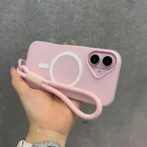 2IN1 Magnetik Warna Permen Lanyard Casing Untuk IPHONE 11 13 15 14 12 16 17 Air PRO MAX CASE Jelly Silikon Cair Sarung Lunak Pengisian Daya Nirkabel Matte Magnetik Casing