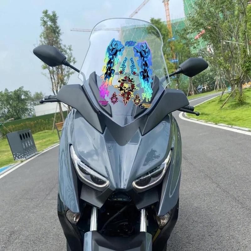 Hình dán laser đầy màu sắc cho kính chắn gió phía trước xe máy, decal sửa đổi bên thân xe, mũ bảo hiểm Fender , phụ kiện Honda Yamaha Kawasaki Suzuki 1