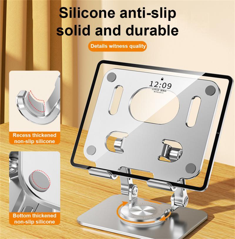Product Introduction of Pendirian Tablet Berputar Logam Boleh Dilipat, INOVAGEN, Pemegang Telefon, Putaran 360 °, Pemegang Pendirian Meja Aluminium, Sesuai untuk Tablet / Telefon dari 4.7 "ke 12.9" ", Pemegang Meja Boleh Laras Ketinggian 19