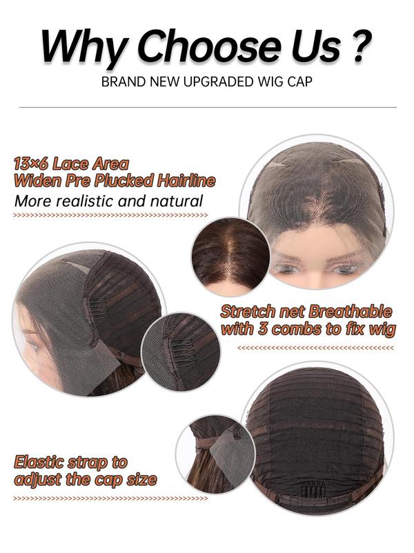24 Inch Long Wigs for Women, Gorgeous Fluffy Wigs without Bangs, Synthetic Lace Front Wigs for Party, Daily Use 7