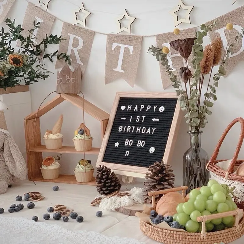 Bảng Gỗ Size 25x25cm Kèm Chữ, Số , Kí Tự Trang Trí Sinh Nhật , Trang Trí Nhà Cửa - Yori Party