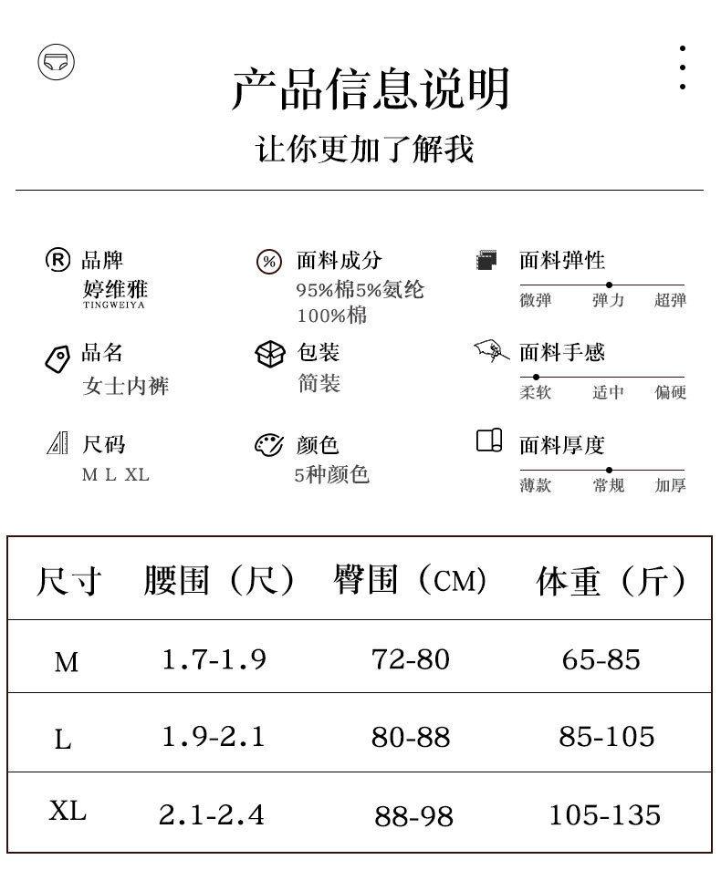 Product Introduction of 5-Pack 100% Cotton Mid-Waist Underwear for Women, Pure Cotton Antibacterial Student Japanese Style Cute Girls' Crotch Triangle Briefs 9
