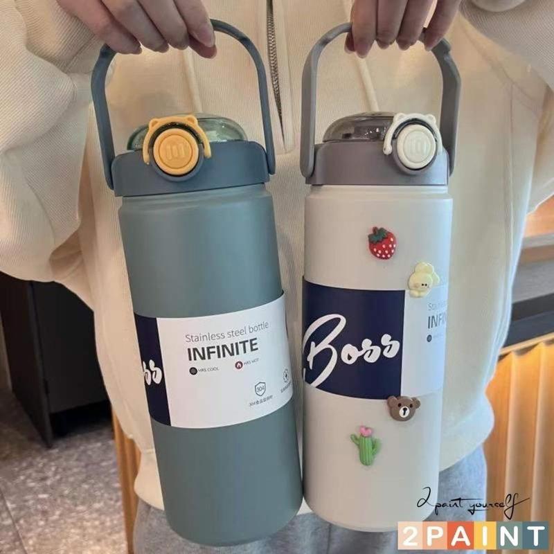 BOSS Bình Giữ Nhiệt INOX 304 1000ml - 1200ml Có Ống Hút & Quai Xách Tặng Sticker 3D 2Paint Dung Tích Lớn An Toàn Tiện Lợi