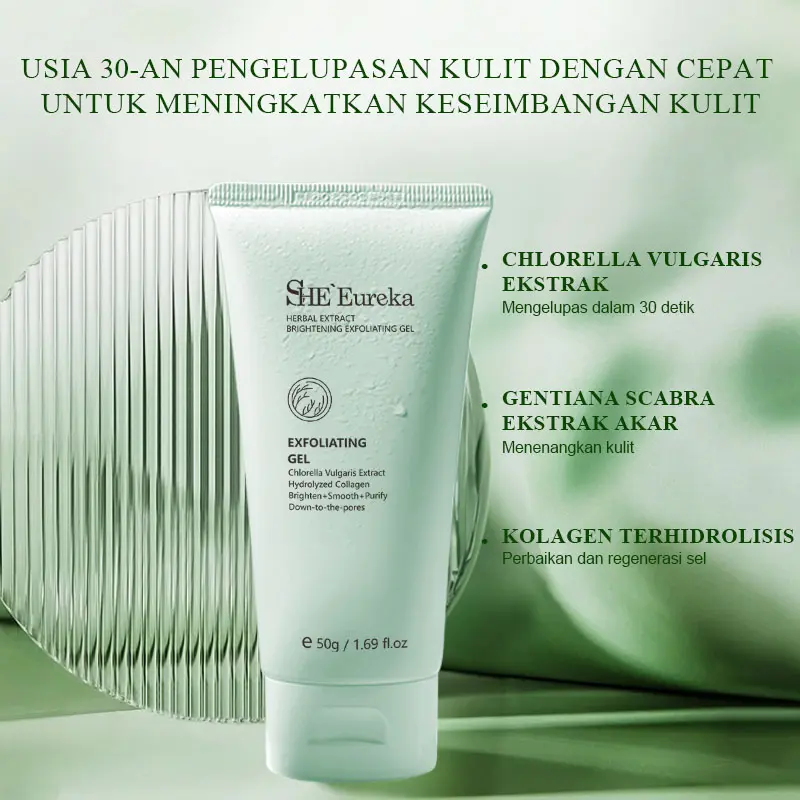 【Beli 1 Gratis 1】SHE Eureka Chlorella Exfoliating Gel Facial Glowing Blackhead Cleaner Body Exfoliating Mencerahkan Dan Mengangkat Sel Kulit Mati 5