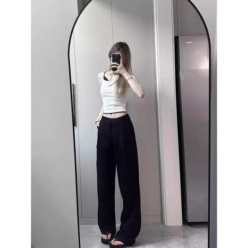 Áo Hai Dây, Ren Nơ Giả Hai Lớp, Chấm Bi, Dễ Thương Và Gợi Cảm, Dành Cho Nữ, Ngắn, 260G Vải Modal, Thích Hợp Cho Mùa Hè, Cô Gái Nóng Bỏng, 1 X1 Women Top 1