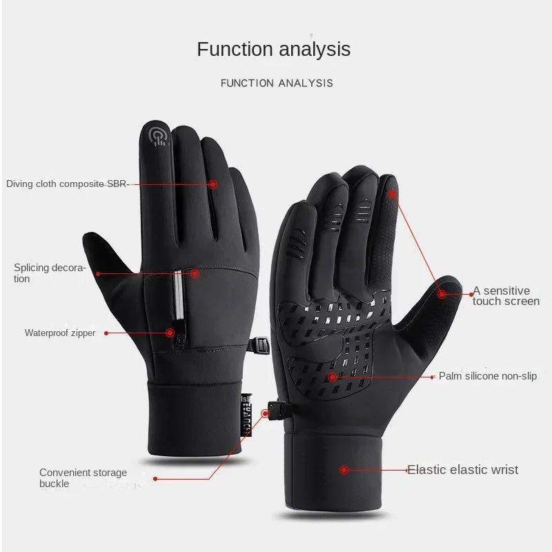 Winter Gloves Velvet Wear-resistant Waterproof Cycling Glove Touch Screen Warm Gloves Outdoor Hiking Skiing Gloves for Men Women 5