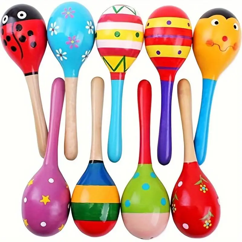 Random Color Wooden Maracas, 2 Counts/set Handheld Colorful Maracas Toy, Musical Instrument Toy, Early Educational Toy for Kids, Toys for Christmas, Girls Birthday Gift, Kids Toys, Valentine's Day Gift, Toys 7