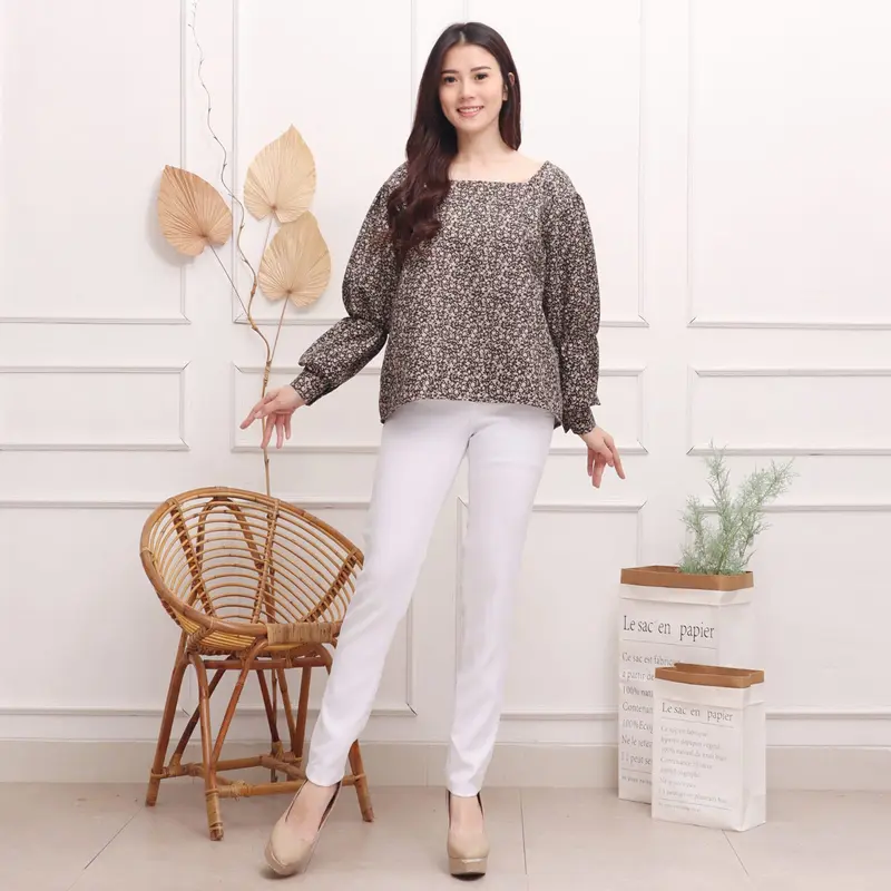 Ear Fashion - Stevani Margarita Blouse Flora Premium / Atasan Wanita Lembut Motif Variasi 4