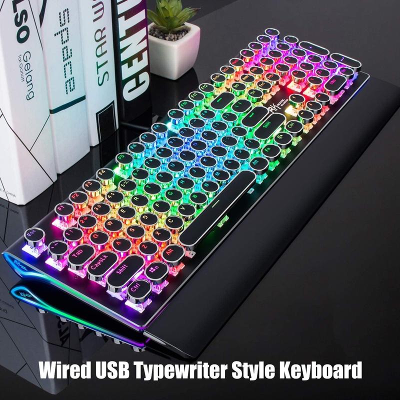 S108 Typewriter Keyboard Retro Mechanical Gaming Wired 108 Keys ...