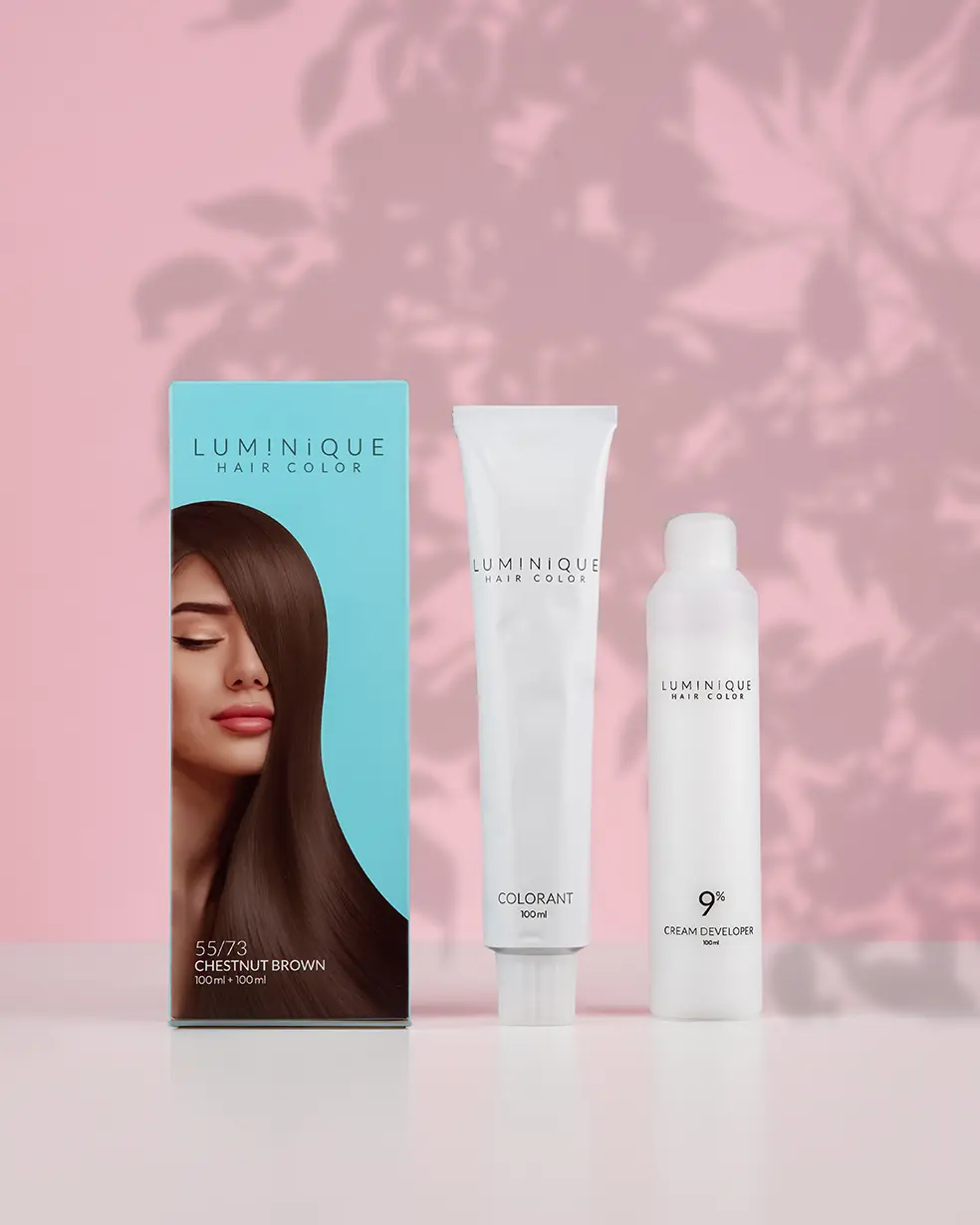 Luminique Hair Color HC-55/73 Chesnut Brown Coklat Cat Pewarna Dye Coklat Pewarna