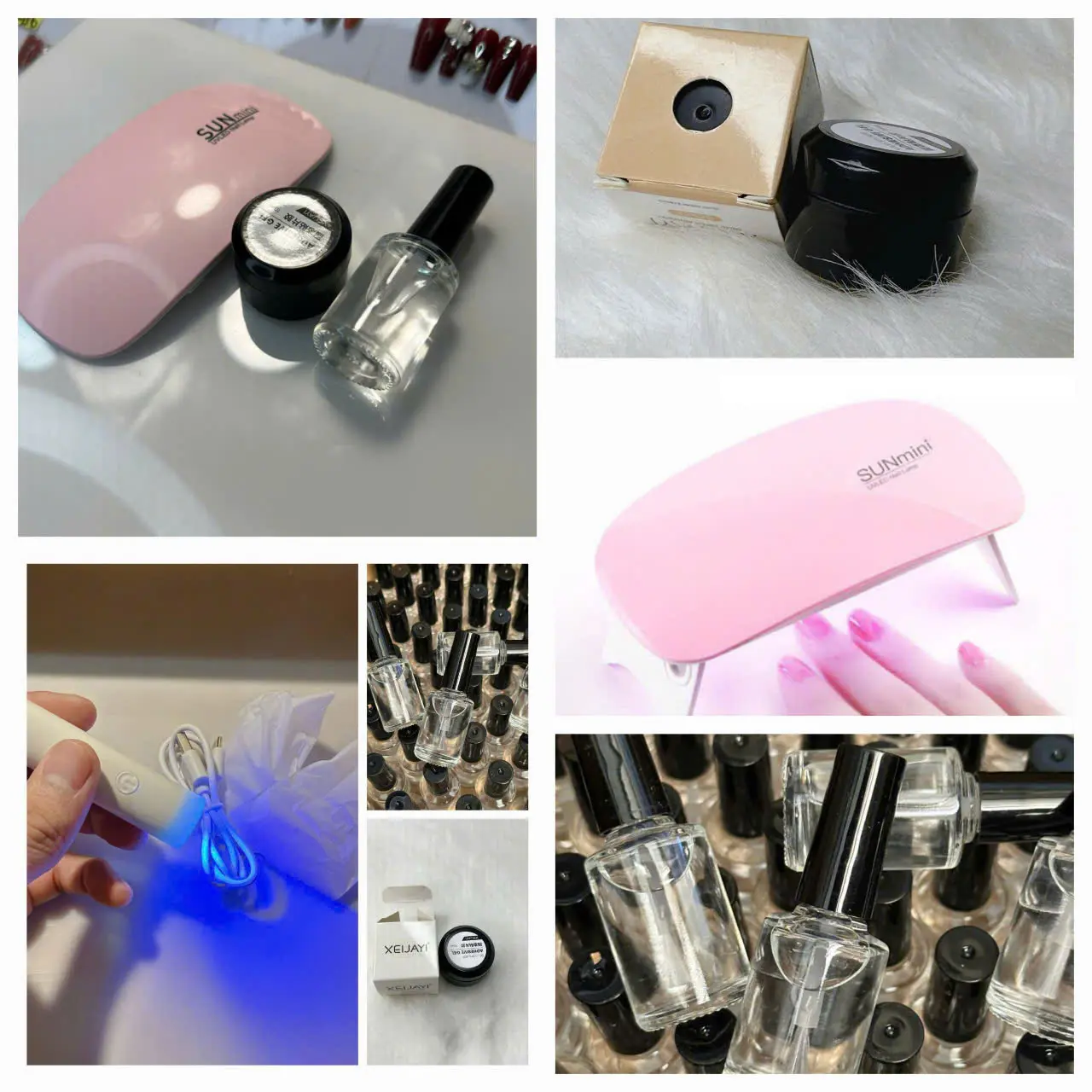 COMBO ĐÈN HƠ GEL MINI ,GEL KHÔ , NƯỚC THÁO GEL  GẮN NAILS MÀU THẠCH may  mainail kem  nghia clip  nails
