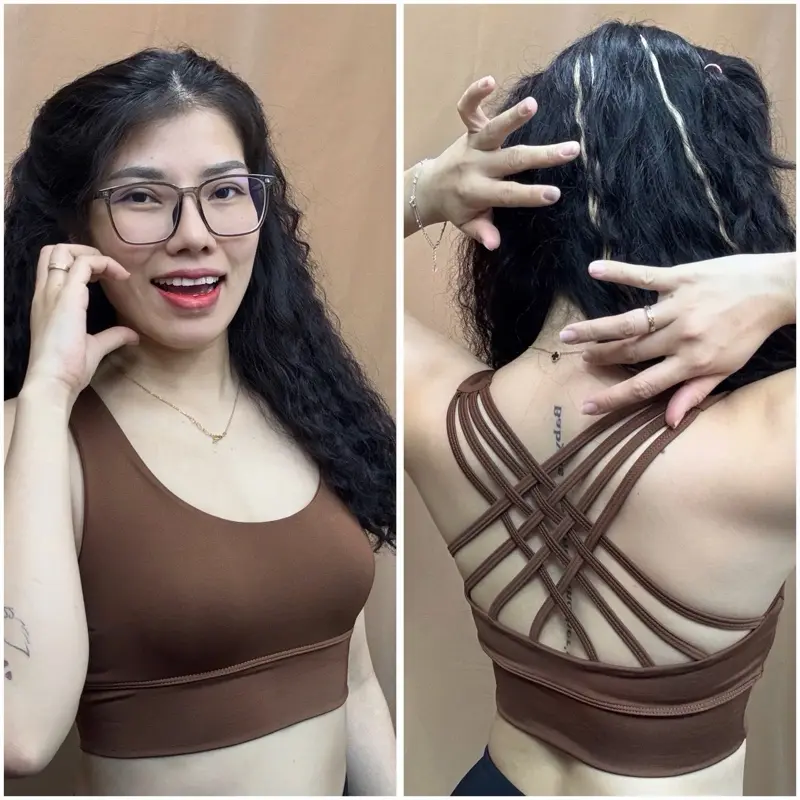 Áo Bra 8 Dây Đan Lưng Cho Nữ Tập Thể Thao Cá Tính Kèm Sẵn Mút Chất Thun Lạnh