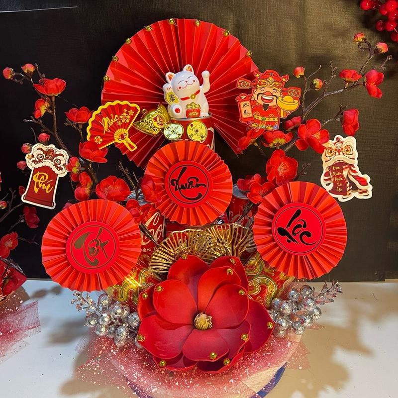  c6 - Set phụ kiện trang trí Tháp   Bộ phụ kiện- set phụ kiện Tết tháp nước tài lộc mẫu  tháp.   THAY MÈO ,RẮN ÔNG THẦN TÀI LINH ĐỘNG    bánh 