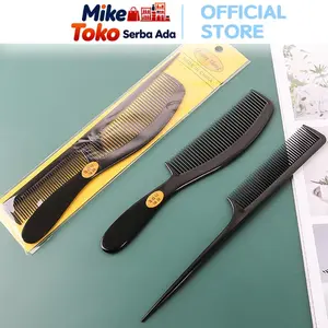 Mike Toko Serba Ada Sisir Set H796 Isi 2 Pcs Sisir Hitam Gagang Tulang Sisir Sasak Sanggul Multifungsi Bahan Plastik Berkualitas Ukuran Praktis Cocok untuk Rambut Lurus Keriting Tebal atau Tipis