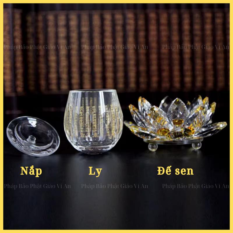Bộ ly cúng dường Chú Đại Bi đế sen thủy tinh pha lê - An Nhiên St 4