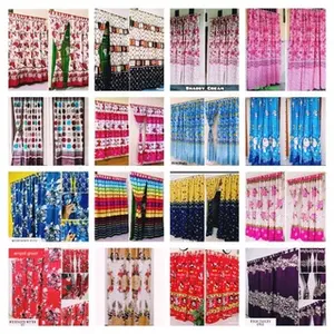 gorden pintu jendela rumbai bahan katun motif bunga dan krakter