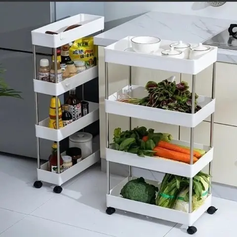 Kệ đựng đồ đa năng 4 tầng Thanh Inox có bánh xe đẩy di chuyển Kitchen 1
