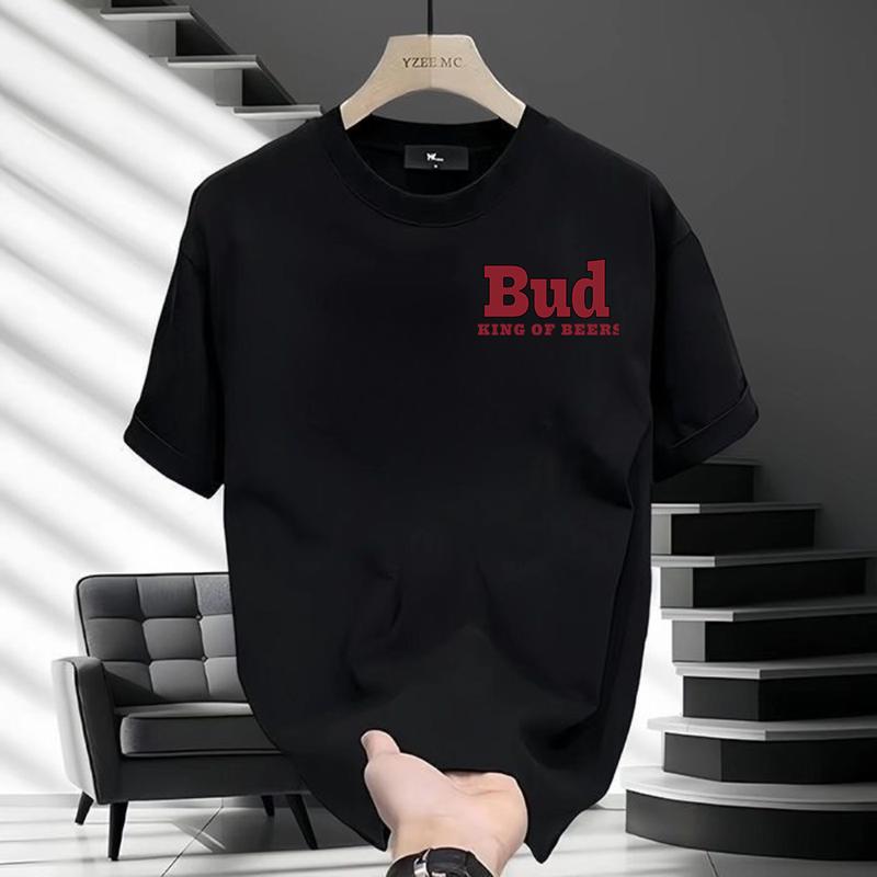 Product Introduction of Desain cetak monogram asli, kaos lengan pendek longgar sederhana untuk pria 6