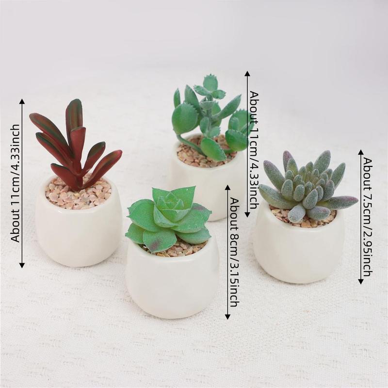 Mini Succulent Potted Plant, 4 Counts Mini Faux Succulent Potted Plant, Decorative Plants for Home Office Desktop, Home Decor Supplies 1