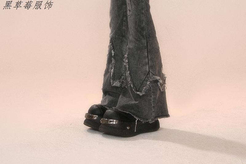 Product Introduction of Quần Dài Ống Loe Denim, Cỡ Nhỏ Kiểu Mỹ, Thiết Kế Ôm Sát, Đường Khâu Sờn, Phong Cách Cổ Điển Nhỏ Màu Đen Và Xám, Dành Cho Thời Trang Thu Đông Của Phụ Nữ Women Pants 10