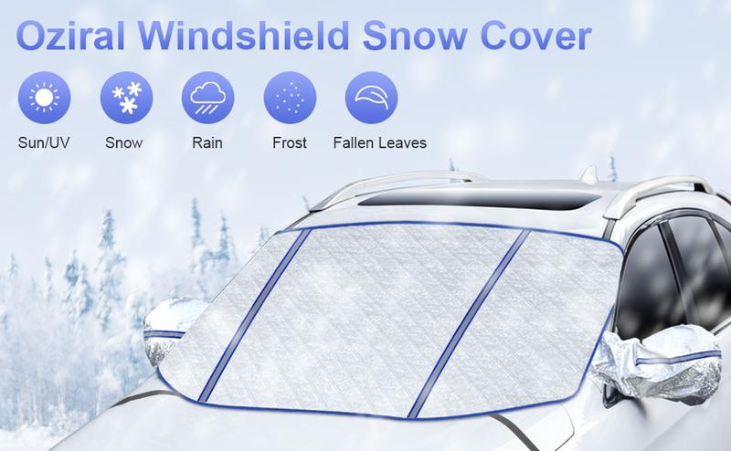 Product Introduction of Windscreen Cover Car Windshield Cover for Winter Foldable with 5 Magnet Heat Protection Windscreen Cover with Two Mirror Covers against Snow ICE Dust Frost UV Protection 41 x 57 in/105 * 145CM 0